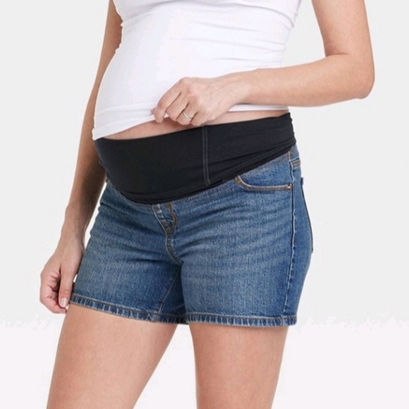 Isabel Maternity by Ingrid & Isabel Pants - Over Belly Maternity Jean Shorts Isabel Maternity by Ingrid & Isabel Dark Wash